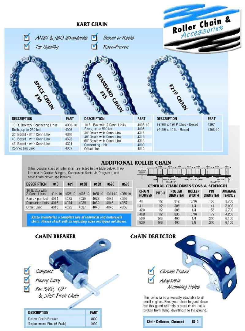 #219H Go Kart Chain, For Kid Kart, 120L 4 Feet Part #4397