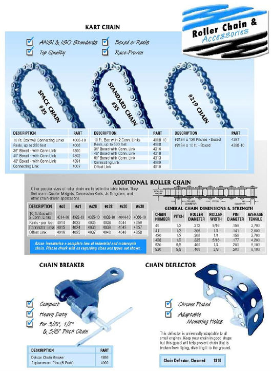 #219H Go Kart Chain, For Kid Kart, 120L 4 Feet Part #4397