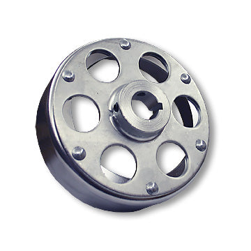Go Kart Brake Drum, for 6" Brake, 4-9/16" Bore, Chrome-Plated with Riveted Uni-Hub, 1 in. Bore
