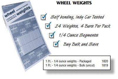1820 Self Bonding Wheel Weights, 1 Ft. 1/4 Ounce (4 Bars Per Pack)