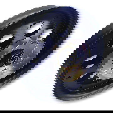 Mini Bike Wheel, 10" Black Oxide Steel, Brake Drum, 5/8" ID Precision Ball Bearing